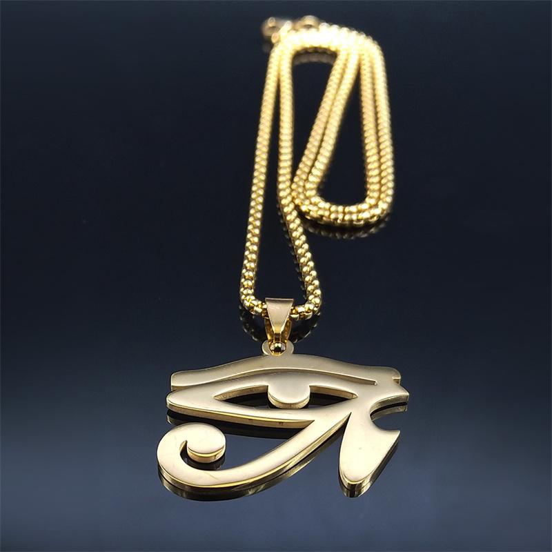 Collane con Catena Occhi Egizi in Acciaio Inossidabile Uomo Statement Mitologia Occhio di Ra Horus Simbolo Collana Gioielli bijoux femme N4540