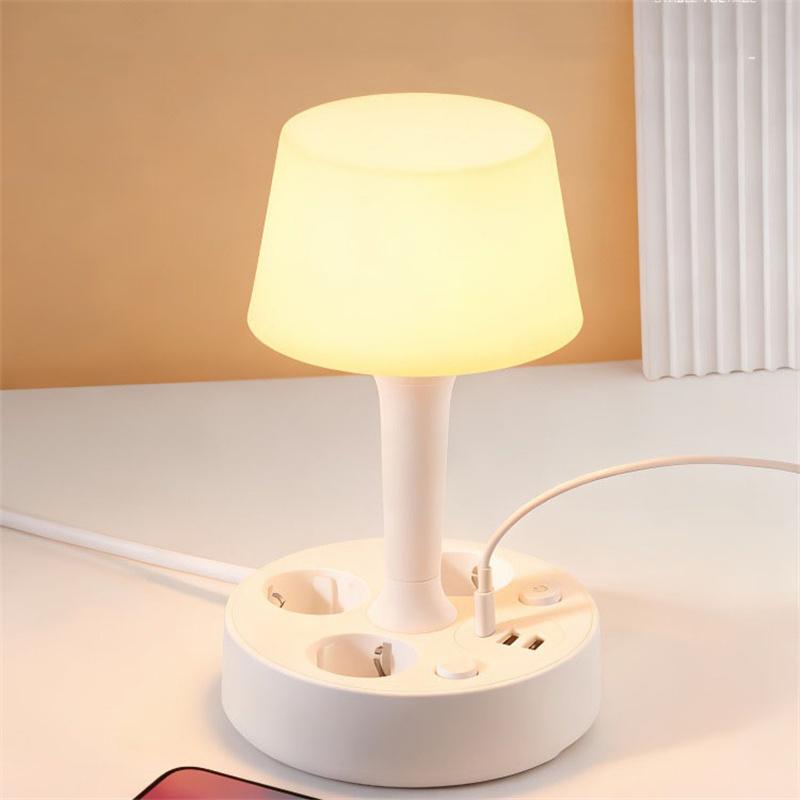 Lámpara de noche multifuncional para el hogar, enchufable, con puerto USB, puerto PD, enchufe y toma de corriente UE/EE. UU./Reino Unido