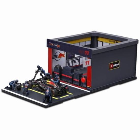 Kyosho BURAGO Oracle Red Bull Racing PIT PASS Set RB20 Perez Paddock BUR38453P 1/43 No.11 S. (6-piece Crew, Garage)