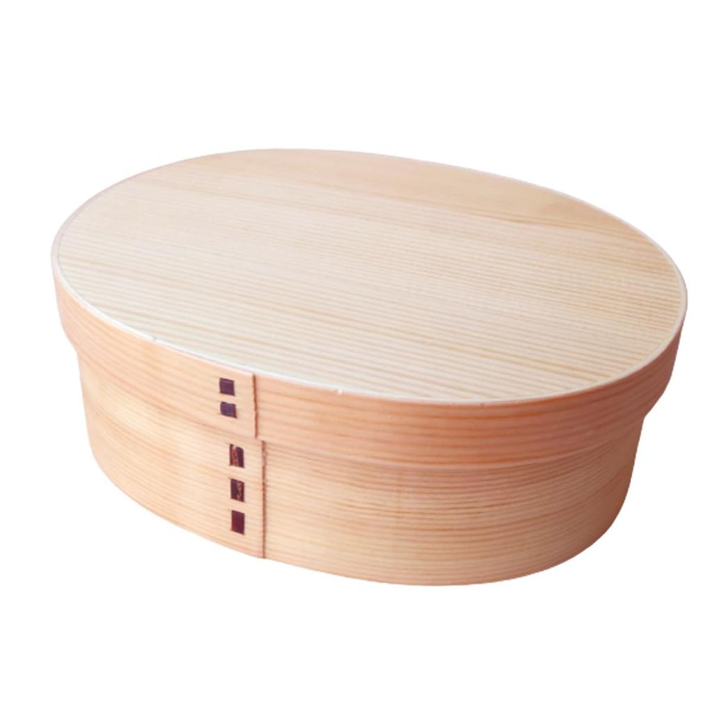 Magewappa Bento Single 19cm x 15cm x Current model J-kitchens Box, Wooden, Large, Tier, Natural, 6cm, 900ml,