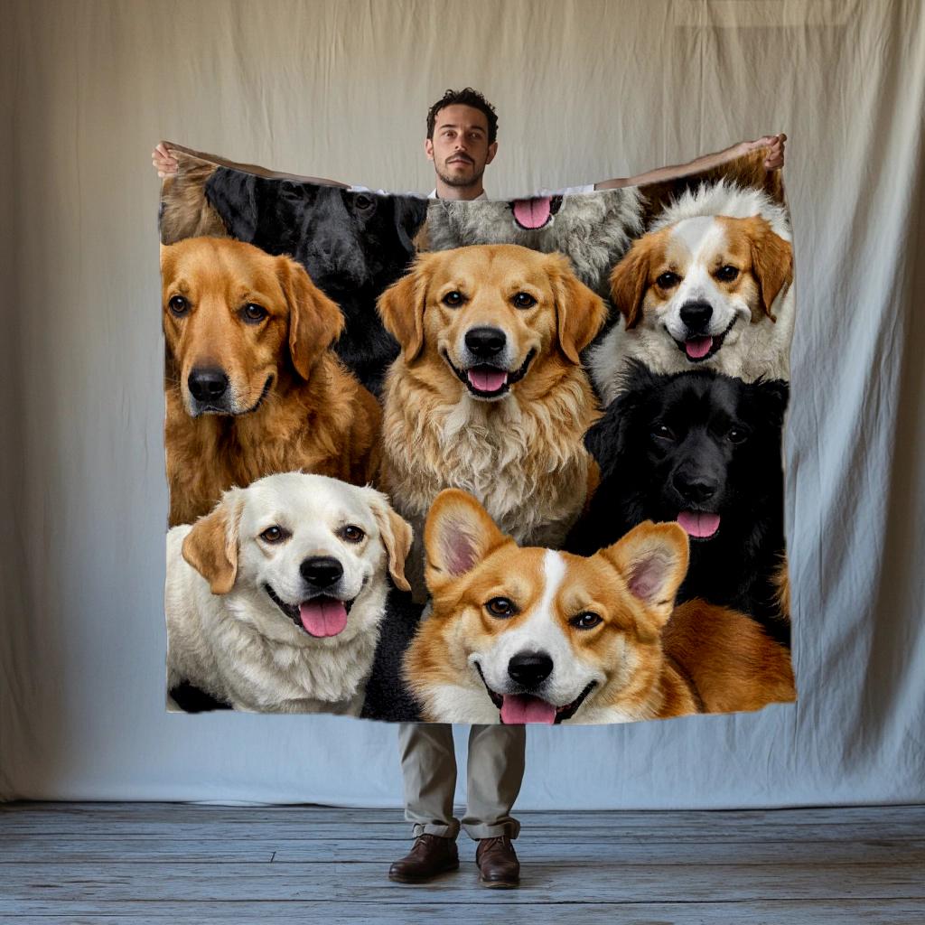 Cute Pet Dog Fashion Blanket Printed Throw Fashion Blanket Plush Fluffy Flannel Fleece Fashion Blanket Soft Throws for Sofa Couch and Bed