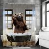 Brown Bear Standing In Bathtub Saying Hello Fun Shower Curtain, Bathroom Decorative Shower Curtain, Waterproof Shower Curtain Wi