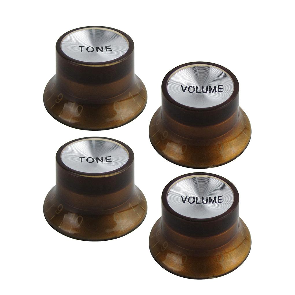 FLEOR 4pcs 2T2V Vintage LP Guitar Volume Tone Control Knobs 18-Splines with Aluminum Top Electric Guitar Parts