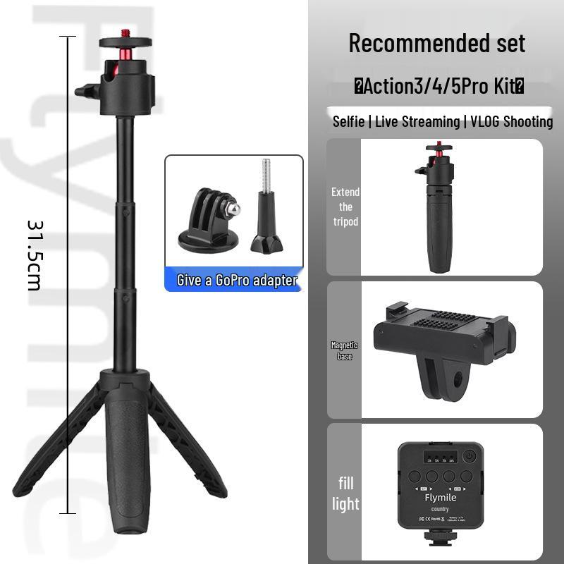 DJI-Compatible Selfie Stick Tripod Extension with Camera Bracket for Handheld Sports and Poc Devices