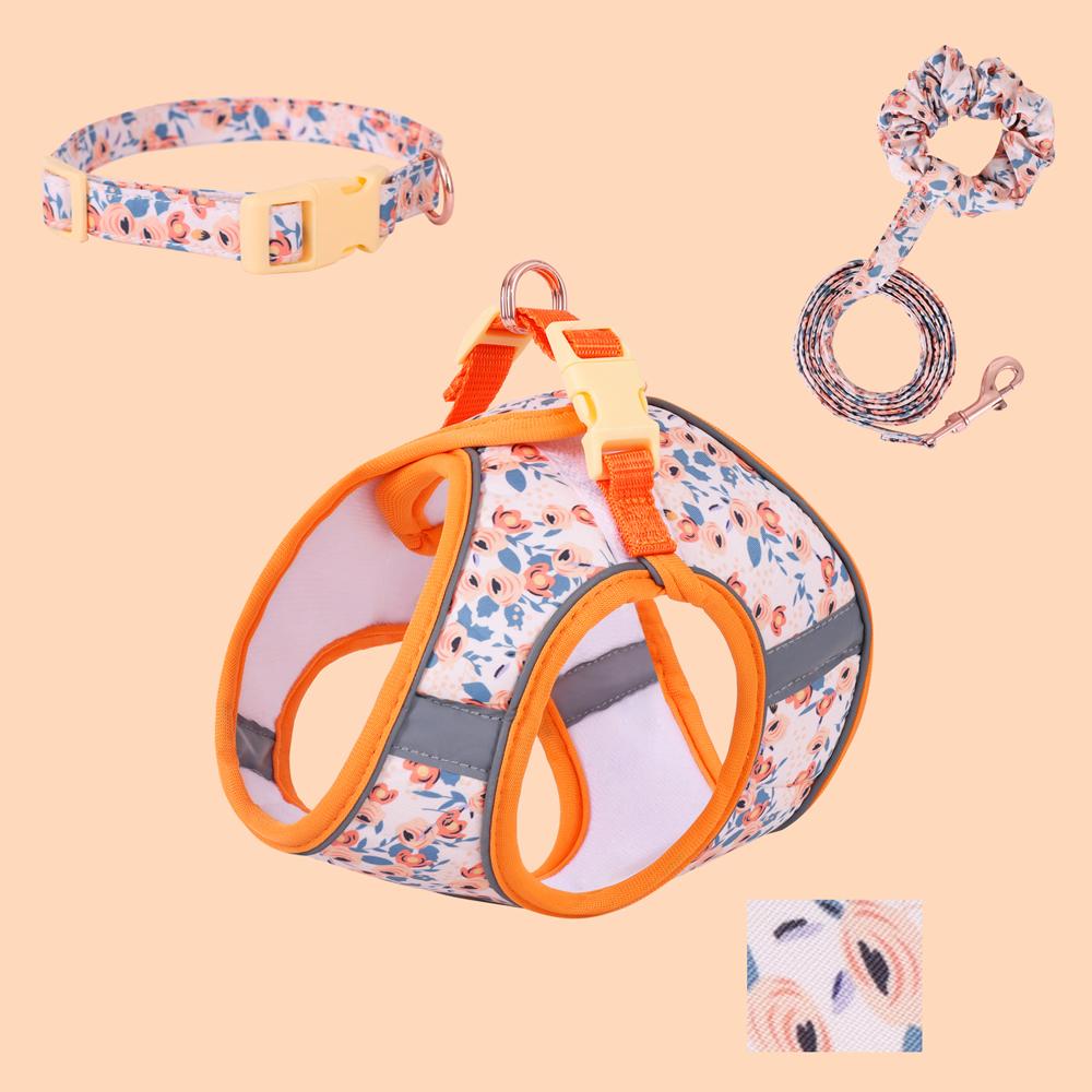 Small Dog Harness Leash Set Cute Traction Bracelet Medium Cat Collar Suit Soft Puppy Vest Harness Adjustable Pet Accessories