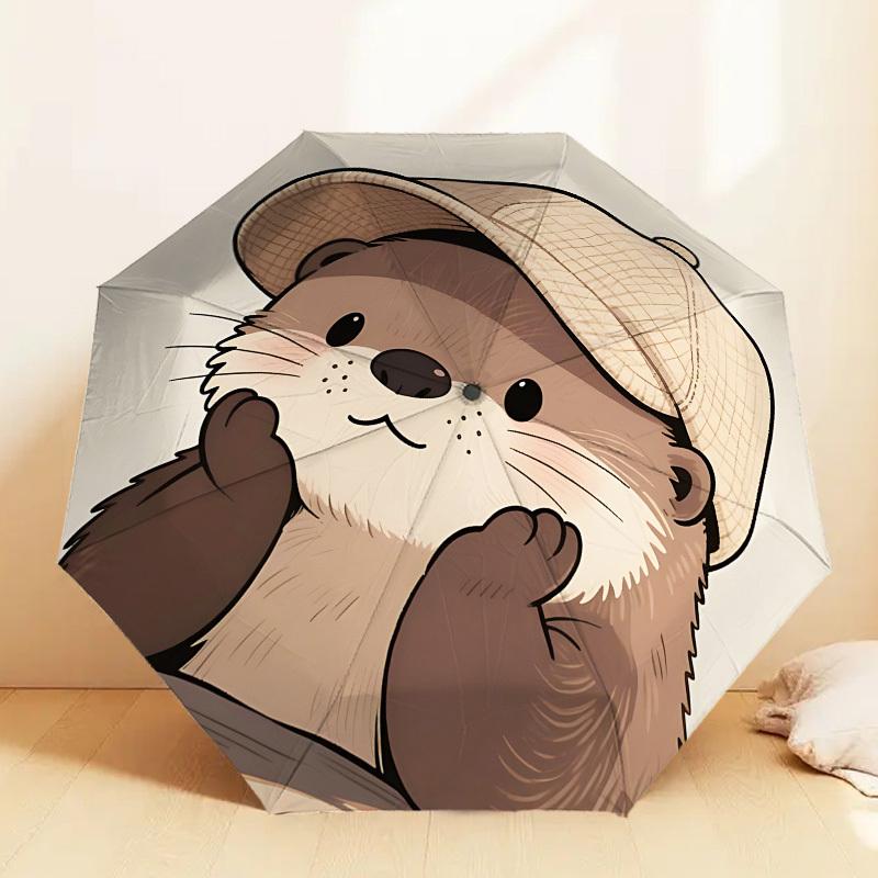 Otterly Cute Adventure: Personalized Umbrella with Automatic Opening & Closing, Perfect for Outdoor Enthusiasts and Travelers