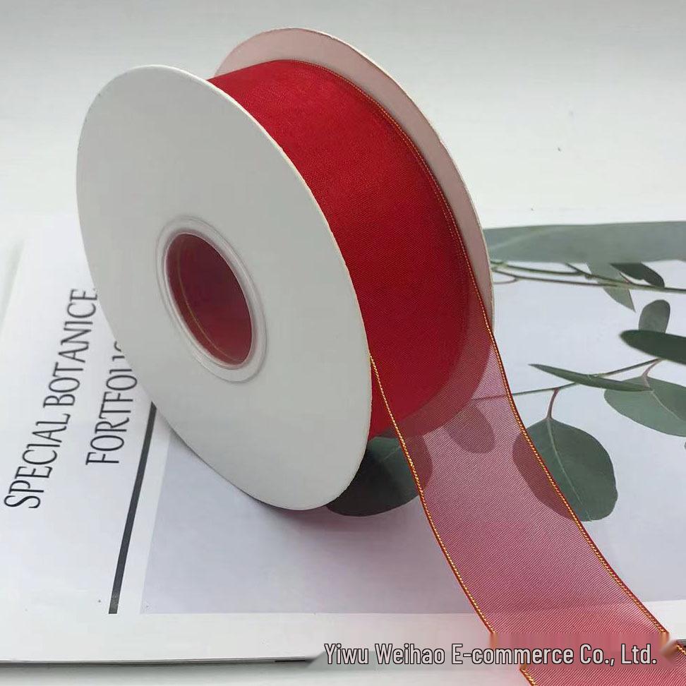 4cm Double Gold-Edged Silk Satin Gauze Ribbon for Gifts, Fresh Flowers, Baking, and Hair Accessories