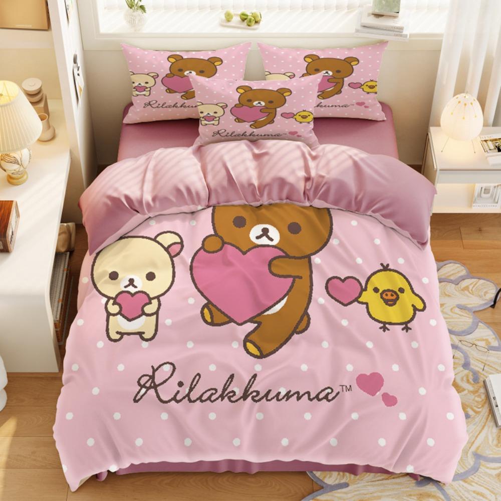 Cute little bear Duvet Cover pillowcase Bedroom Decoration Children Gift adult Single Double bed Large SizeZip Duvet Cover
