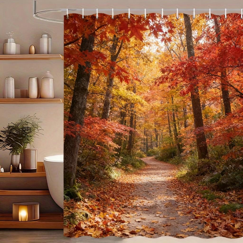 Lush Tropical Rainforest Stream with Giant Monstera Leaves Waterproof Shower Curtain for Bathroom Decor