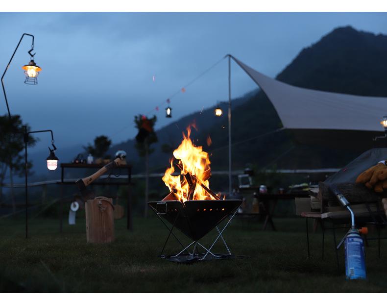 Large Outdoor Stainless Steel Folding Barbecue Grill and Fire Pit for Camping and Picnics