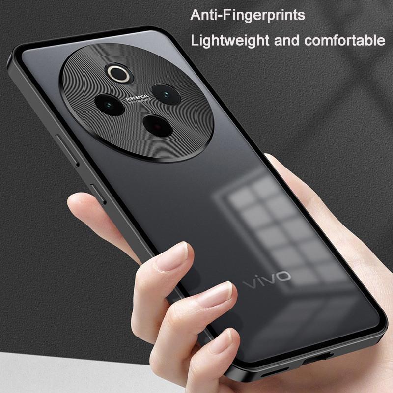Elastic Snap Magnetic Metal Bumper Frame Case for Vivo Y300 Pro 5G 6.77" Clear Frosted PC Camera Lens Protector Back Cover