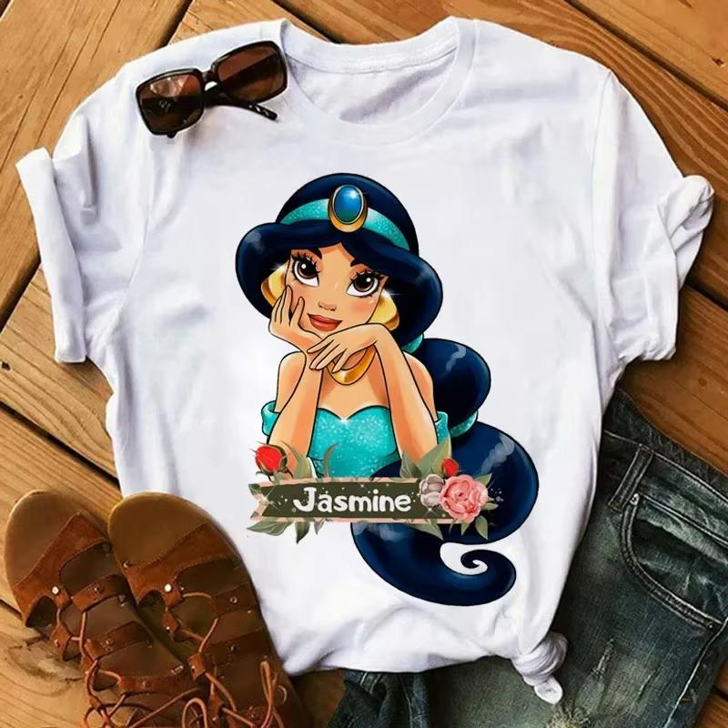 

Жіночі футболки MINISO Kawaii з принтами принцес Disney Harajuku Streetwear Hip Hop Повсякденні футболки з коротким рукавом та круглим вирізом S