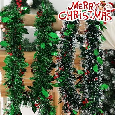 2 Stück wiederverwendbare 2M Weihnachts-Girlande glitzerndes Lametta DIY Weihnachtsbaumschmuck verstellbarer Anhänger Requisite Lametta-Girlande Party Dekoration