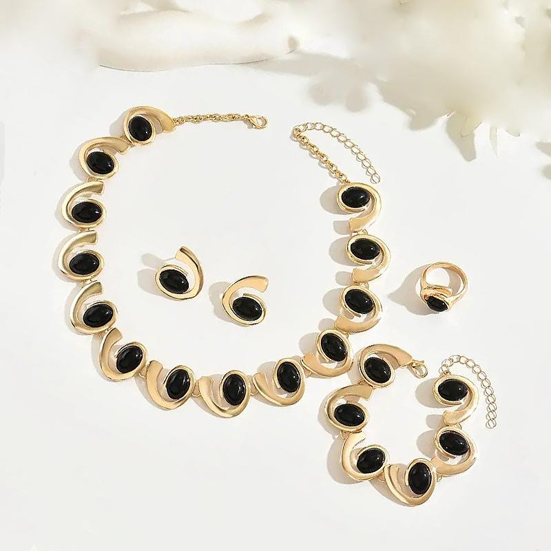 Elegant Zinc Alloy and Plastic Mosaic Jewelry Set for Women, Perfect for Daily Wear and Gift Giving