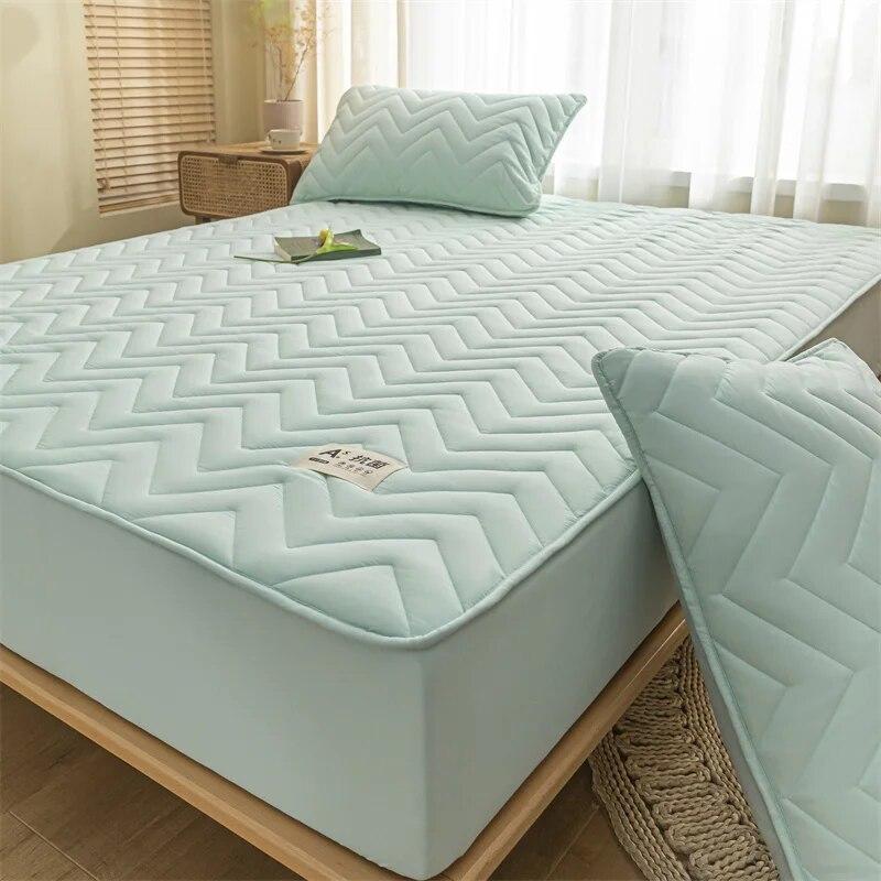 Thicken Mattress Cover Cotton Quilted Bed Cover Anti-bacterial Mattress Protector Topper Pad Soft Fitted Sheets Thick Bed Linens