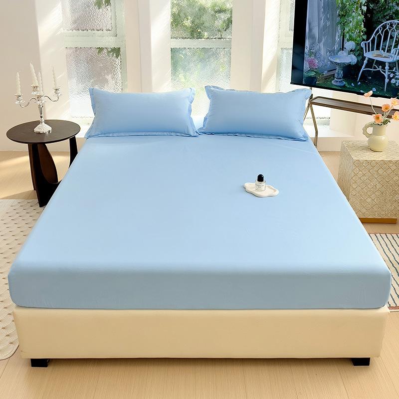 Four Seasons Skin-friendly Washed and Brushed Solid Color Pillowcase Protective Cover Double Fitted Sheet Taiwan Bed Bag