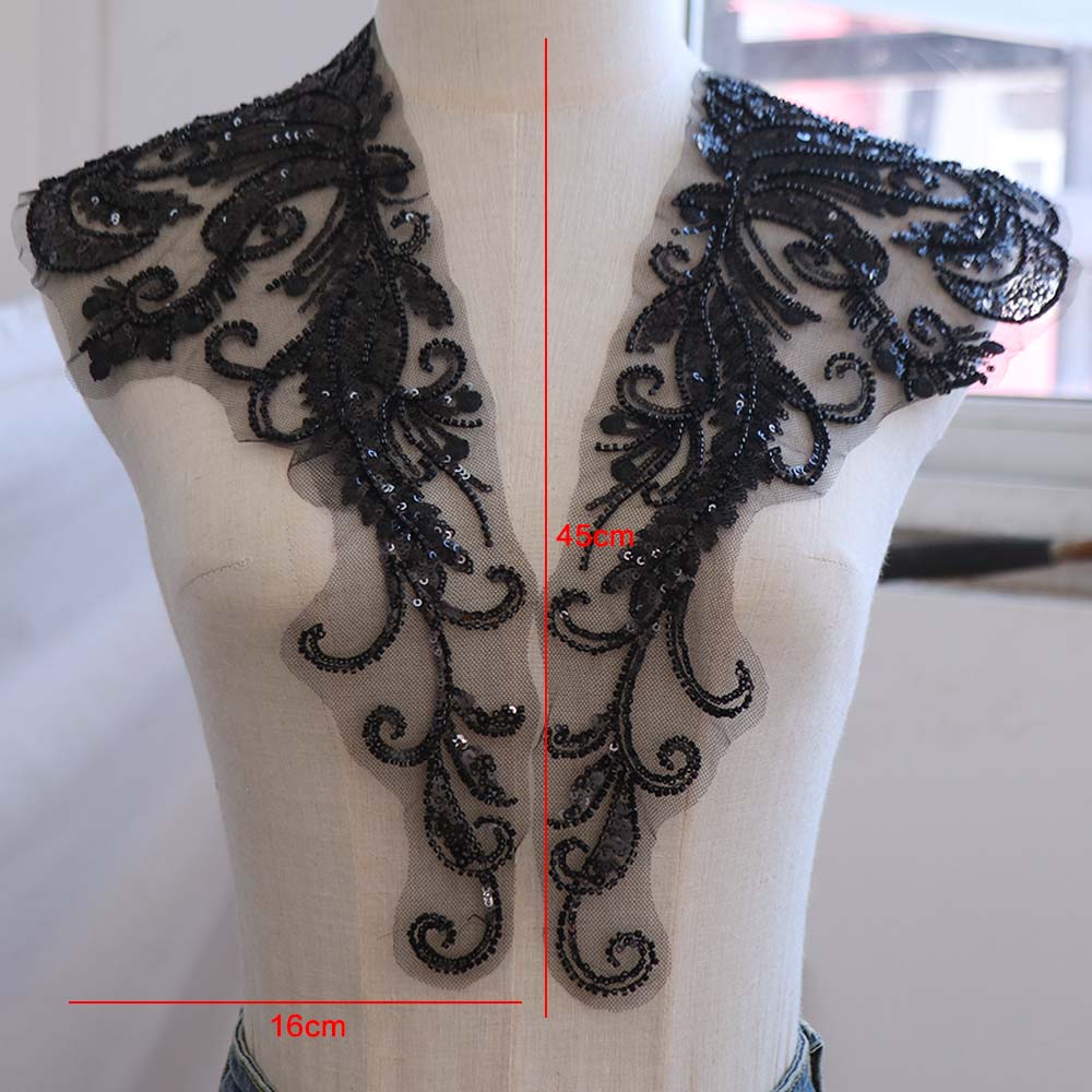 Lace Trim Flower Rhinestone Patch Elegant Lace Bodice Applique Sew On Patches  Dress Decoration