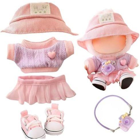 Stylish Kawaii Outfit Set 5 Pieces Plush Clothes 17cm Dolls Cartoon Toy Accessories