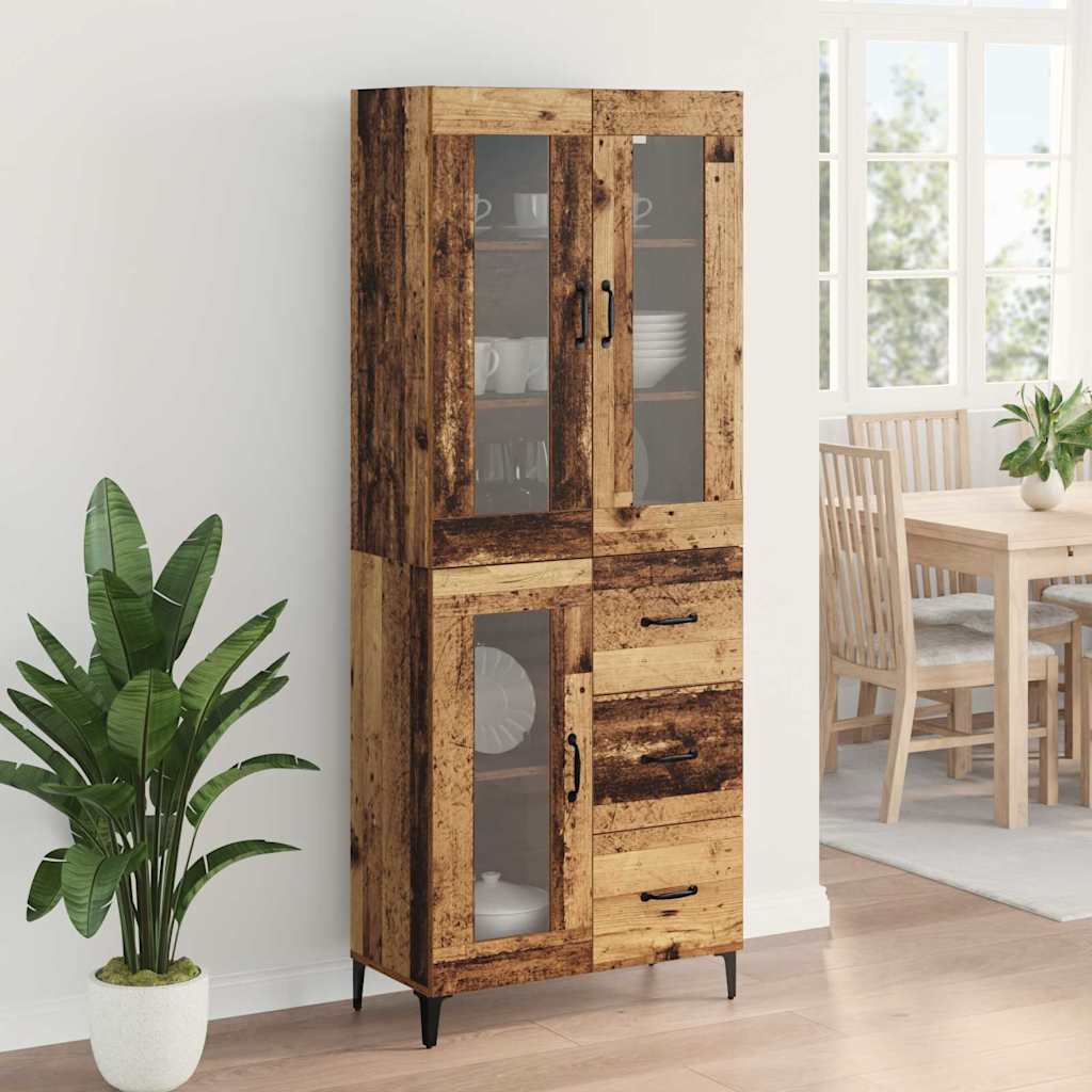 Wall Mounted Highboard Reclaimed Wood Look 69.5 x 34 x 180 cm Engineered Wood