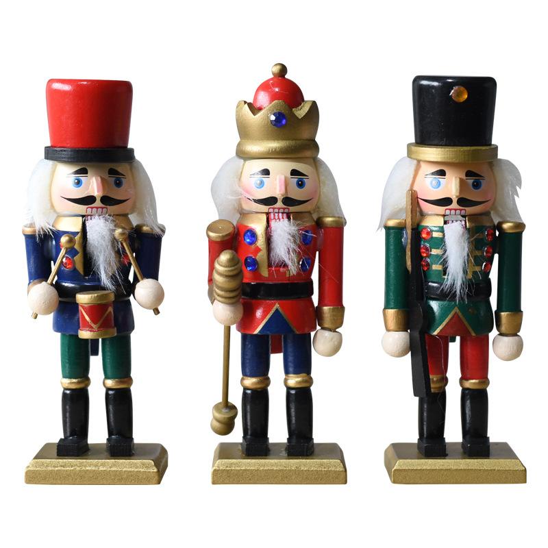 Cross-border spot 15CM set of three nutcracker puppet soldiers Christmas decoration pendant walnut man handicraft decoration Pink