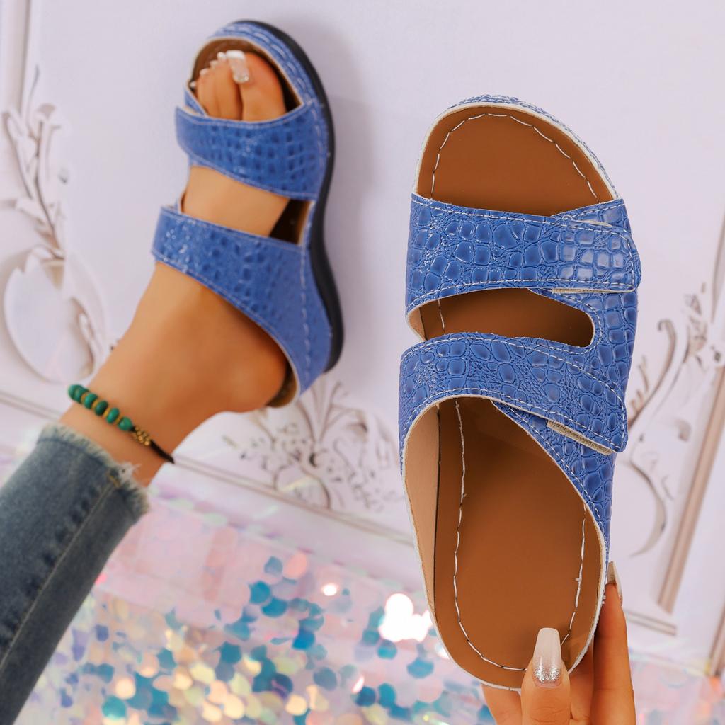 Fashion 2025 New Ladies' Contrasting Wedge High-heeled Sandals, Casual Open Toed Thick Soled Shoes, Comfortable Ankle Strap Sandals