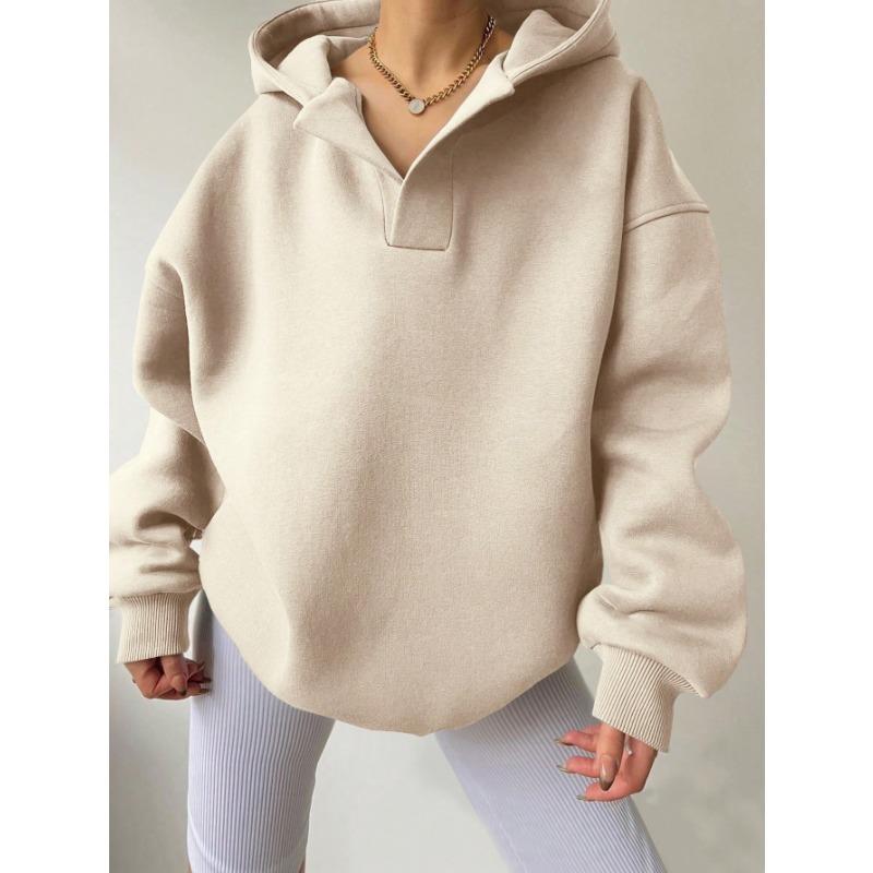 Winter Women's Sportswear Solid Color Long Sleeved Hoodie Solid Color Loose Long Sleeved Women's Hoodie