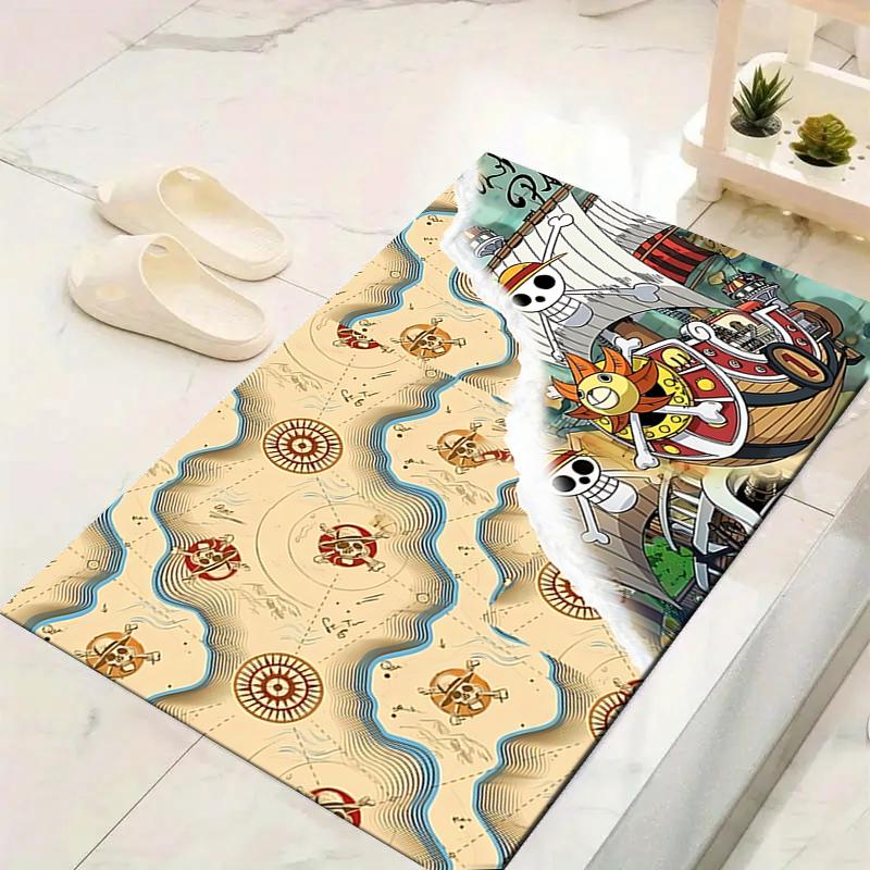 1Pc Pirate Adventure Map Printed Flannel Rug Soft Non Slip Carpet for Bedroom Living Room Office Floor Outdoor Home Decor Xmas Gift K1928