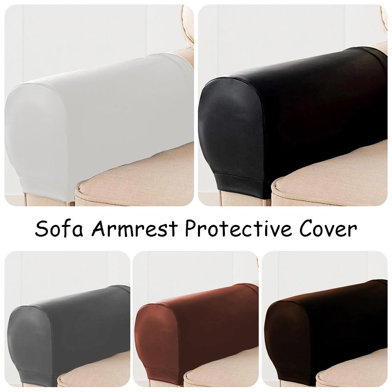 1 Pair Sofa Armrest Cover for Living Room Removable PU Leather Arm Stretch Chair Protector Armchair Covers Armrest Couch