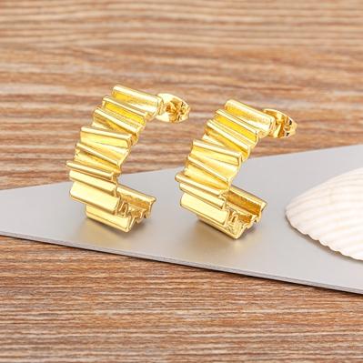 

Nidin New Arrival Minimalist Gold Plated Geometric Hoop Earrings For Women Simple Fashion Ear Jewelry Party Gift Wholesale золотой
