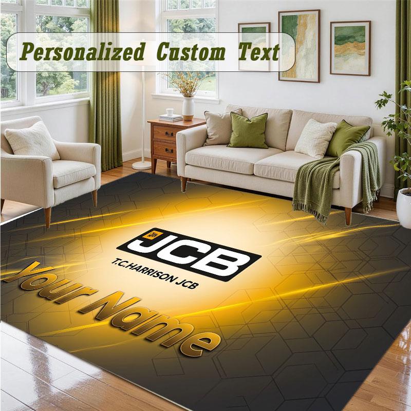 Crystal Velvet Square Rug Custom NameJCB Pattern Non Slip Home Floor Decor Rug