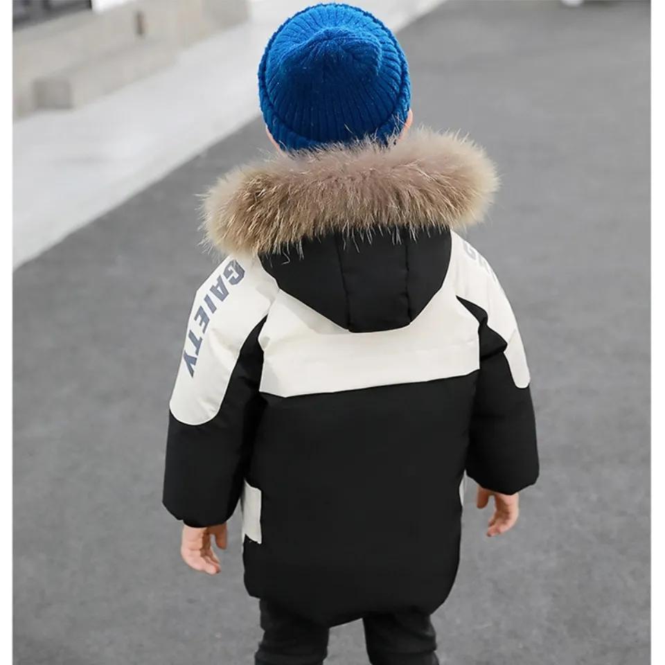 Boys Winter Hooded Jacket Fashion Baby Winter Quilted Plus Velvet Thick Warm Jacket
