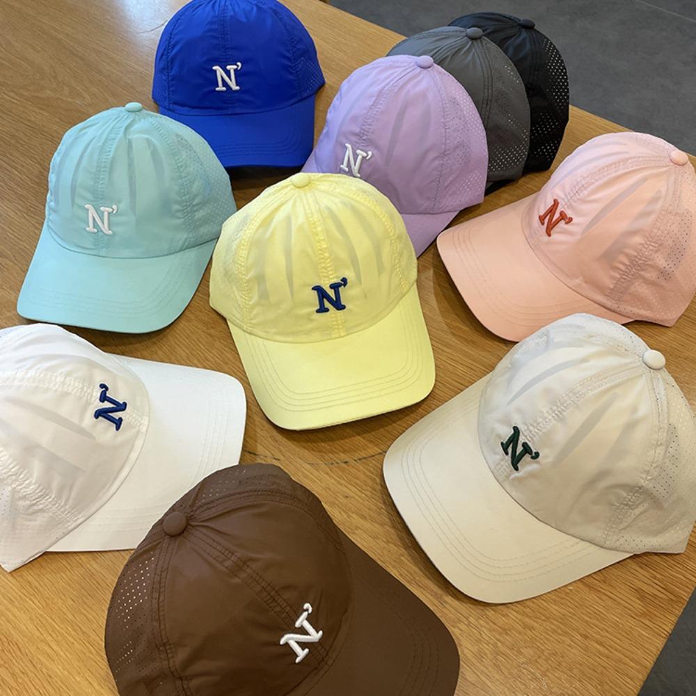 Candy Color Quick Dry Baseball Cap Letter N Embroidery Breathable Mesh Sunhat  Sports