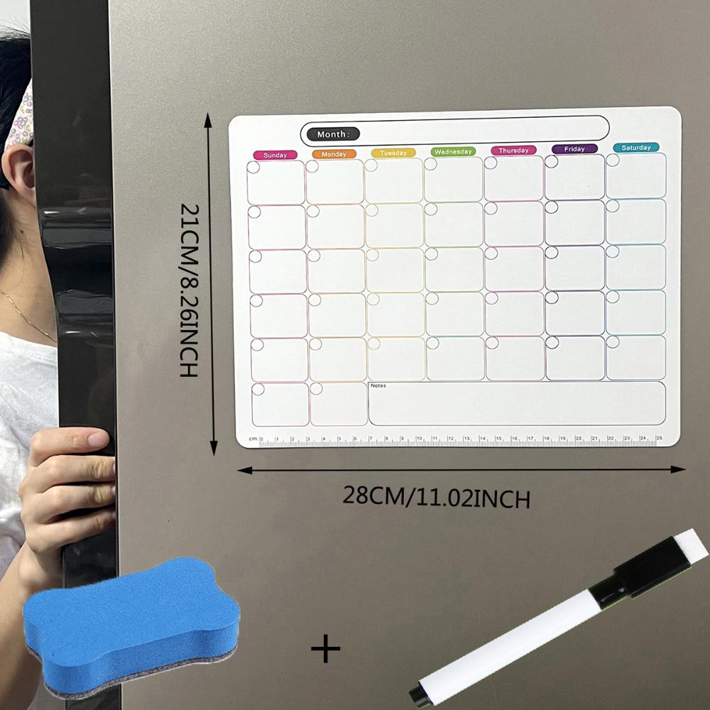 Stylish Magnetic Dry Calendar Erase Calendar Versatile Monthly Planner Reusable for Refrigerator Weekly Schedule and Memo Board