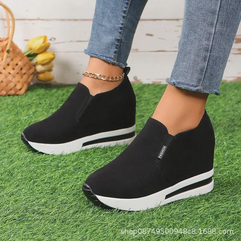 Women's Platform Loafers: New Style with Thick Soles and Raised Heels, Mid-Heeled Casual Shoes