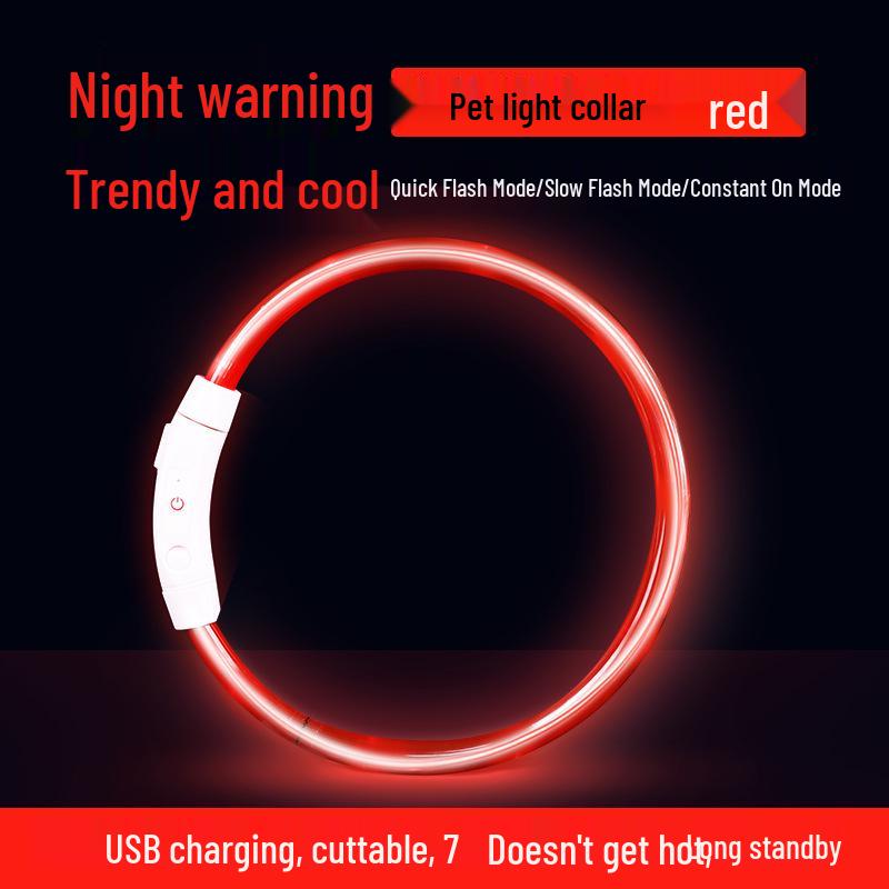 Rechargeable LED Glowing Collar for Dogs and Cats - Nighttime Safety Necklace