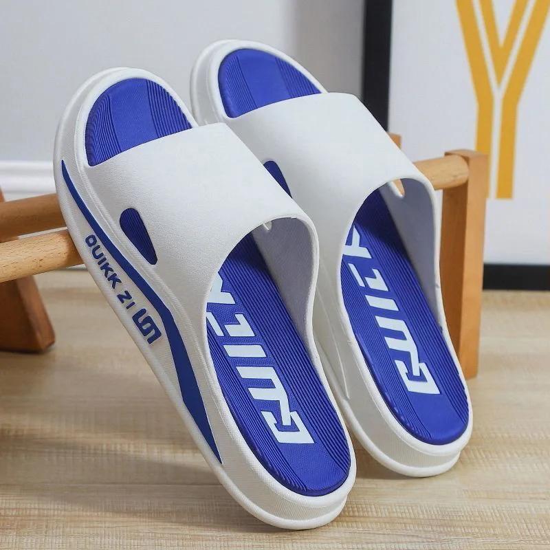 

Fashion New style cool slippers fashionable and trendy men s slippers casual soft soled outer wear thick soled beach indoor slippers 36-37 синий