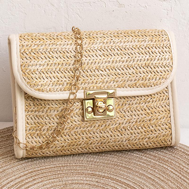 

Women s bag, new women s summer woven bag, retro hand-held straw bag, fashion messenger bag, one piece.