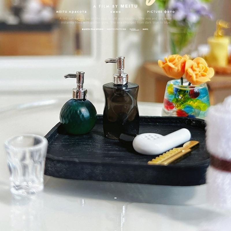 Creative Miniature Bathroom Toiletries Set Resin Figure Doll House Accessories With Fine Detail For Scene Decoration