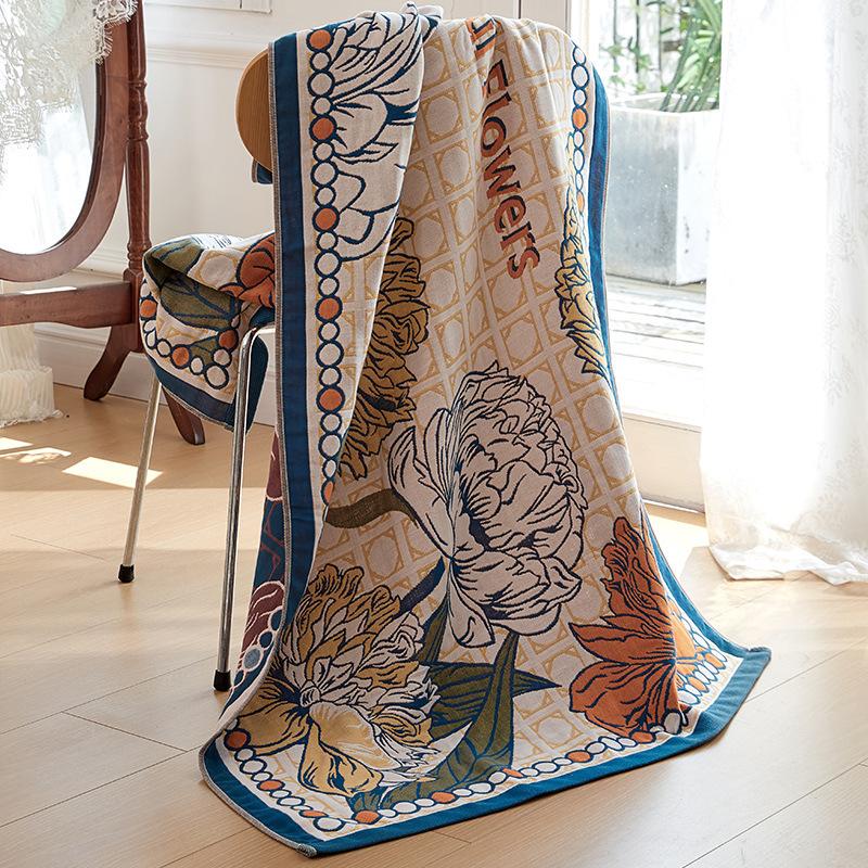 Pure Cotton Gauze Enlarged Thickened Bath Towel Household Adult Wrap Towel Adult Lunch Break Blanket Cotton Bath Towel