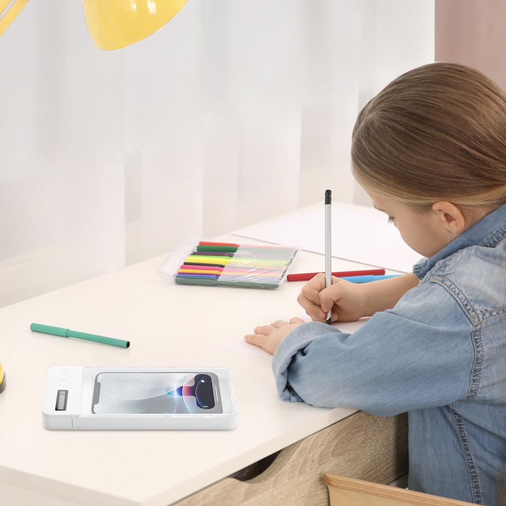 Phone Lock Box with Timer LCD Display Phone Prison Transparent Phone Locker Adults Children Students Self-Discipline Tools