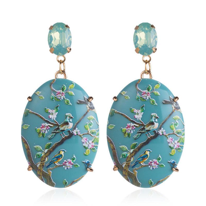 Alloy Geometric Contemporary Earrings Multicolor Oval Design Fashion Street