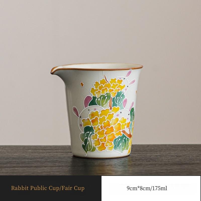 

175ml Ru Kiln Ceramic Cute Rabbit Public Cup Household Tea Dispenser Cha Hai Fair Cup Kung Fu Tea Set Accessories 200ml