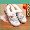 Loafers Fur For Lined Winter Women Fuzzy Platform Embroidered Loafers Shoes Womens Chunky Warm Plush Comfortable Nonslip Round Toe Loafer Slippers