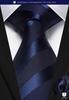 [HISDERN] Business Navy Tie 3-Piece Set - Stylish, Perfect for Weddings, Blue Tie, Pocket Square, Men's Formal Wear, Washable, Brand Name, Gift T3-02