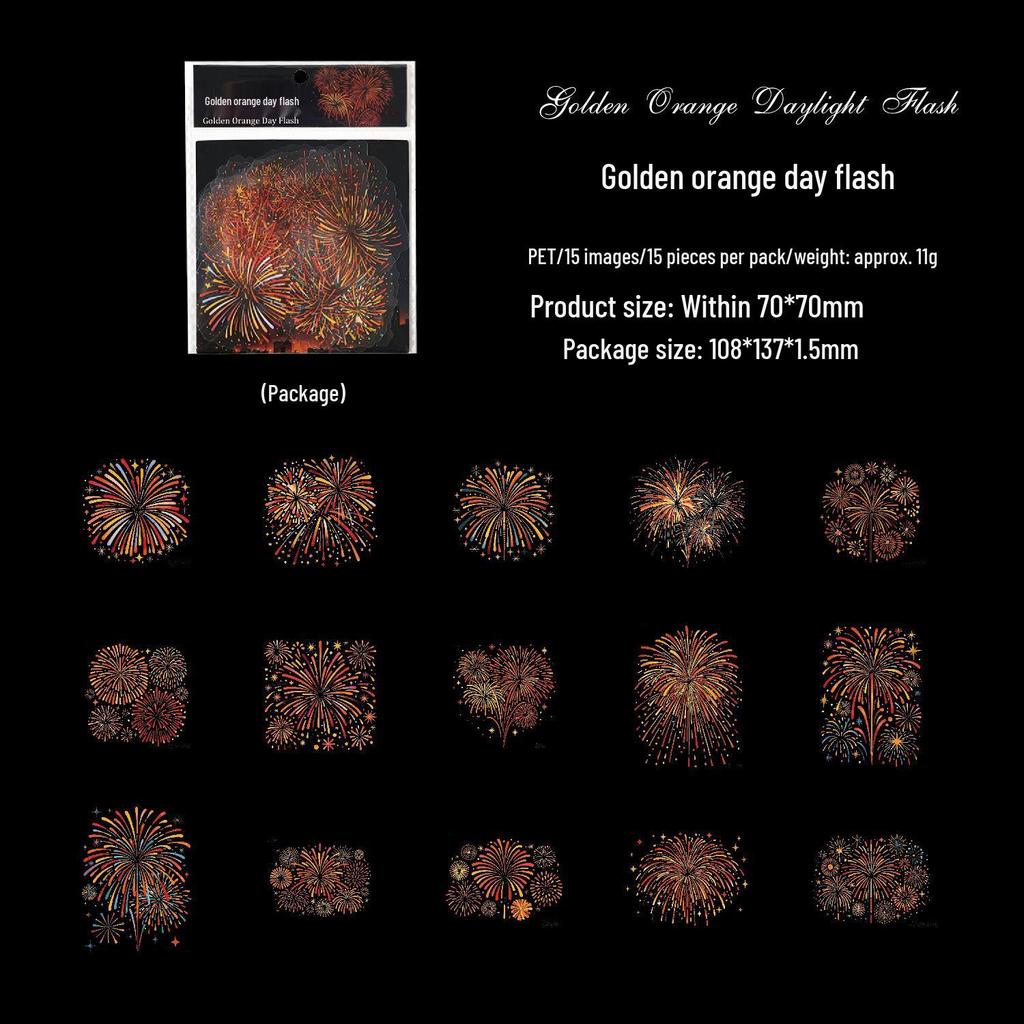 Fireworks Themed Sticker Pack: Dark Shadow Phantom Series – 15 Sheets for Journal Decoration