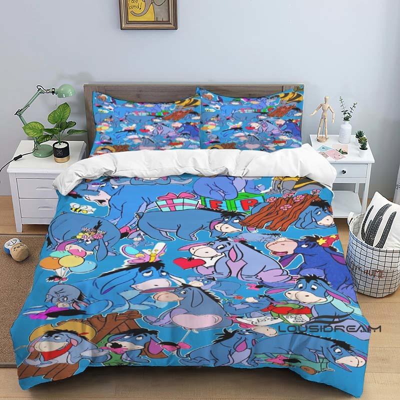 2026 New Disney (Eeyore) Bedding Set, Cartoon Duvet Cover with Pillowcases, Soft and Comfortable, Customizable Bedding Available 135x200cm