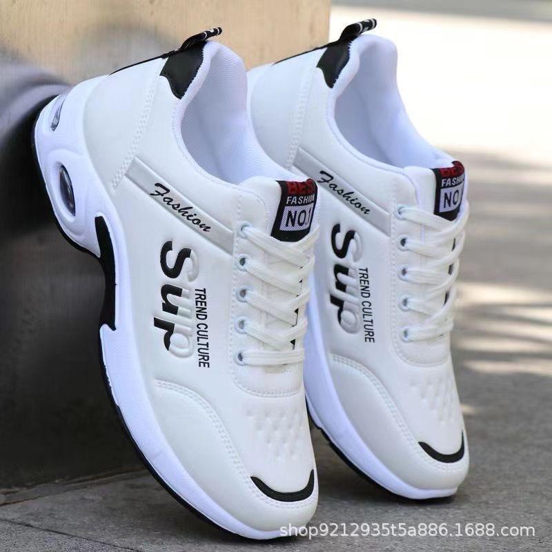 Spring and Autumn Breathable Casual Shoes Running Shoes Height Increasing Leather Surface Waterproof Sports Trend Shoes Mesh Shoes