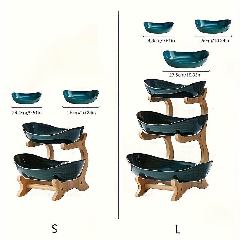 2/3-Tier Luxury Wooden Elegant Fruit Stand -Double Layer Fruit Bowl With Creative Candy Display-Natural Wood Material, Home Snack Tray For Living Room