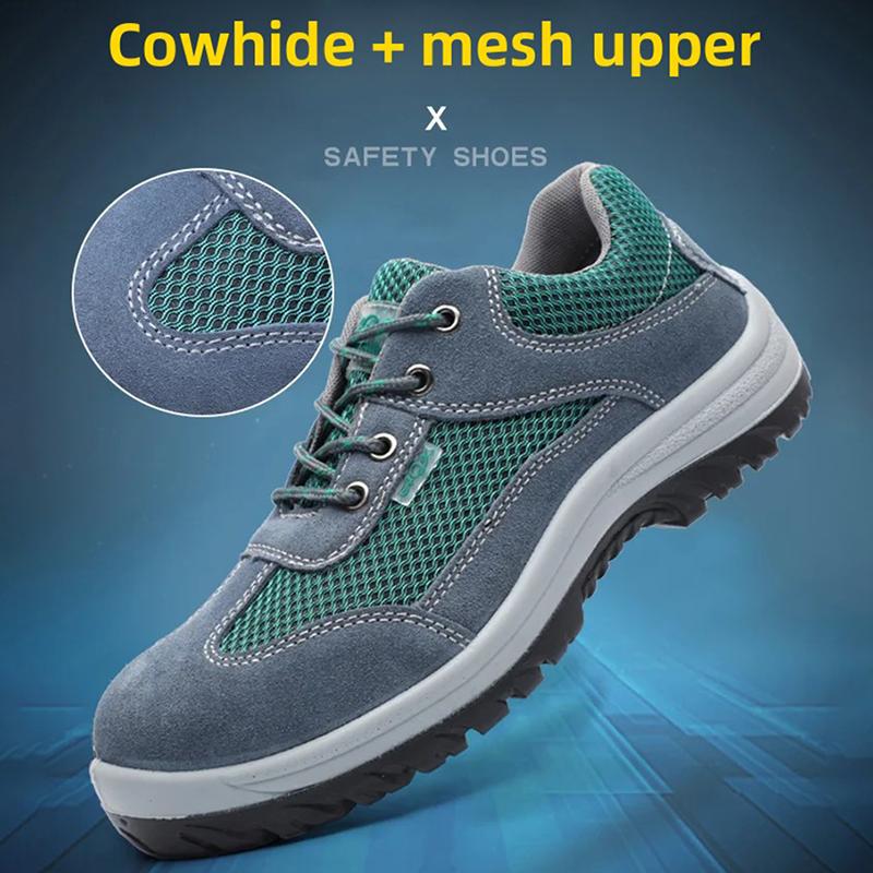 Oulylan Breathable Mesh Safety Shoes Anti-Smash Lightweight Work Footwear Steel Toe Security Boots Male Wear Resistant Sneakers