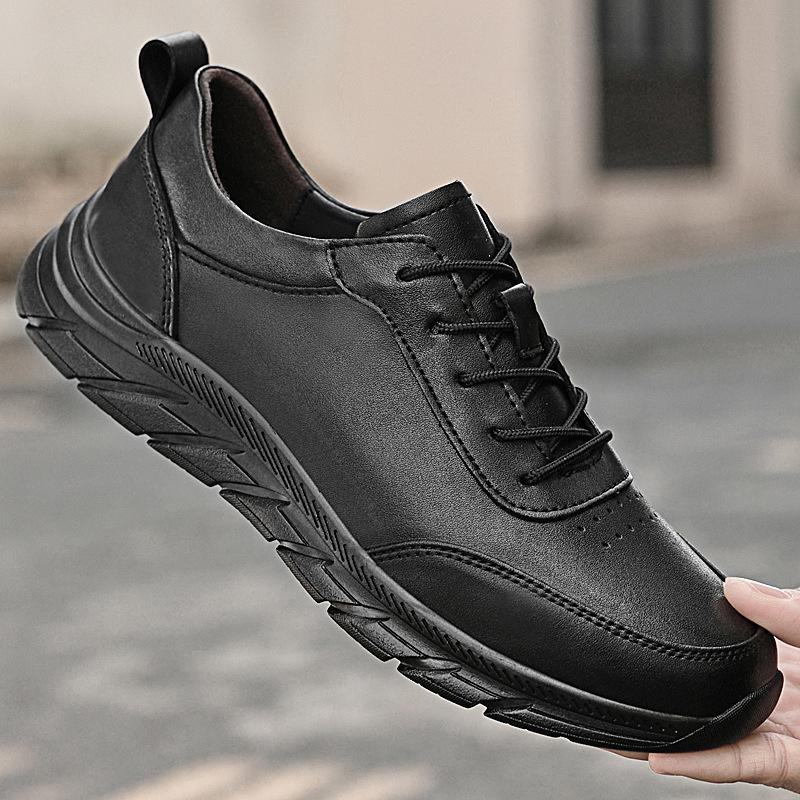 

Men s shoes 2025 autumn new high-end travel sports tide shoes leather surface low-top lace-up trend youth casual shoes 38